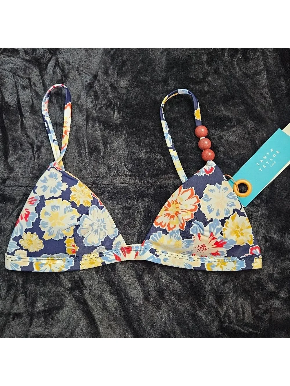 NWT Tanya Taylor Tia Bikini Top In Blue Floral Size XS